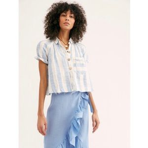 Free People Away At Sea Striped Crop Top NWT XS